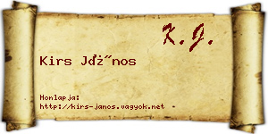 Kirs János névjegykártya